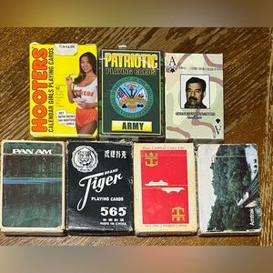 Vintage Playing Cards Lot 7 Decks Various Hooters Souvenirs Army England Tiger